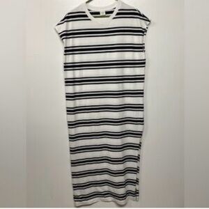Abercrombie & Fitch Black and White Striped Midi Dress